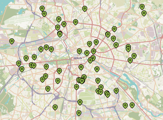 Eine Karte, die die Angebote für Grundbildung in Berlin zeigt